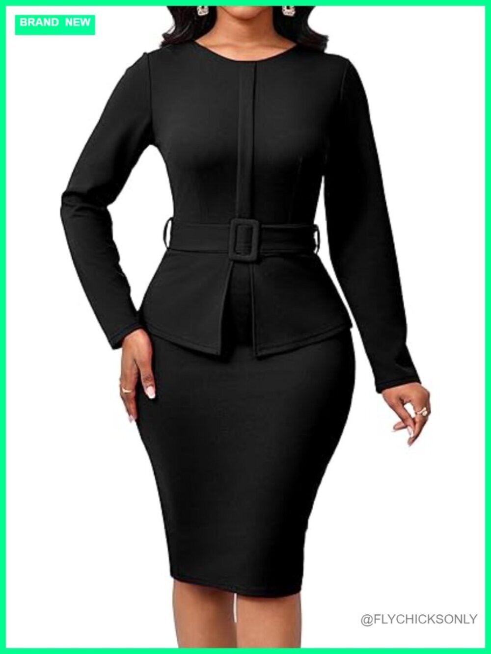 Women Bodycon Work Dress Long Sleeve Mock Neck Bow Tie Pencil Dress